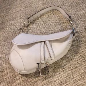 White leather Dior Saddle bag